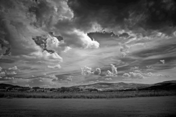infra red photography of landscape with beautiful sky