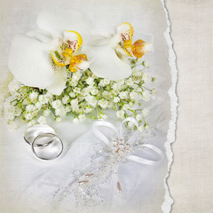 Obraz na płótnie Canvas storczyki ślub z pierścieniami