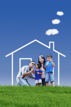 Family with dream house