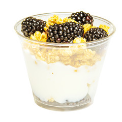 Blackberry, granola and vanilla yogurt parfait