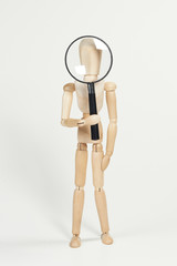 Looking through magnifying glass