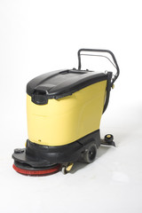 	cleaning floor with machine