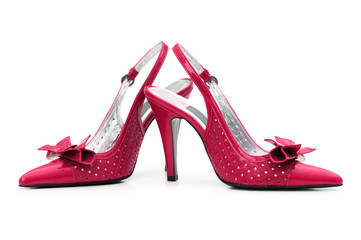 Naklejka premium Female shoes on white background