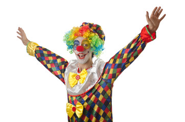 Funny clown on the white
