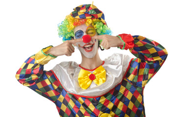 Funny clown on the white