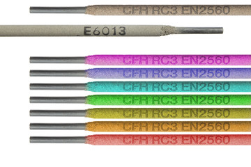 Rainbow welding electrodes - obrazy, fototapety, plakaty