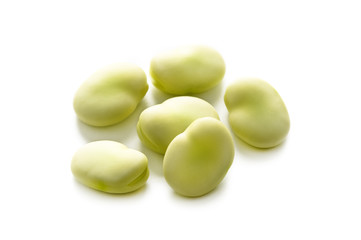 broad beans on white background