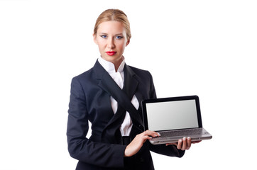 Woman businessman isolated on the white