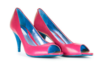 Red female shoes in fashion concept