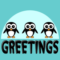 Three cute penguins greeting card