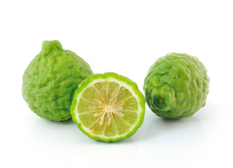 Kaffir lime on white background