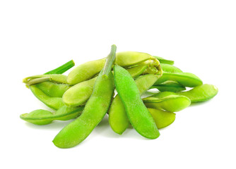 fresh green peas isolated on a white background