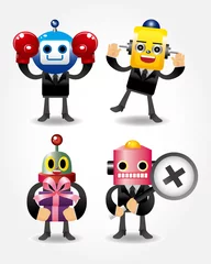Zelfklevend Fotobehang robot zakenman pictogrammen © notkoo2008