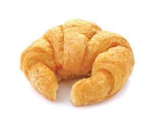 Fresh and tasty croissant over white background