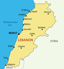 Obraz premium Republika Libańska - Liban - mapa wektorowa