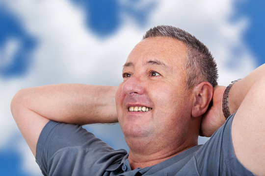 Man leans back