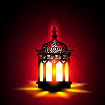 Intricate arabic lamp with lights. EPS 10
