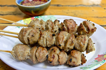 fired meat balls with chili sauce delicious thai food