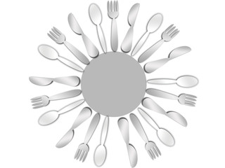 cutlery contemporary pattern in a round shape