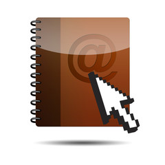 Icono agenda e-mail 3D con flecha cursor