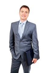 Relaxed business man ready to do work on the go