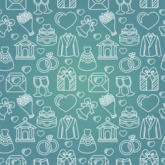 Vector seamless pattern with wedding icons