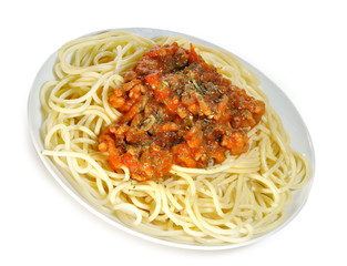 Plato de spaghetti a la bolognesa.