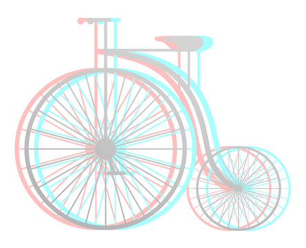retro bicycle in red, blue, and gray clip art preview