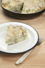 Baked pudding with cabbage and cauliflower