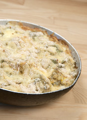 Baked pudding with cabbage and cauliflower
