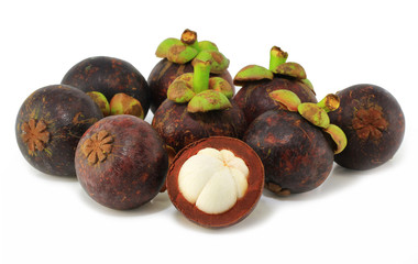 Stock Photo: Mangosteens fruit on white background