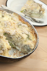 Baked pudding with cabbage and cauliflower