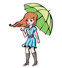 Young girl with umbrella