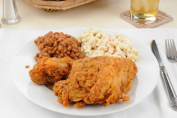 Fried chicken and baked beans