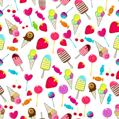 Cute seamless retro candies background