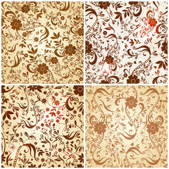 Set of beautiful vintage, retro floral textures