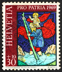 Postage stamp Switzerland 1969 St. Cristopher, Basel Museum