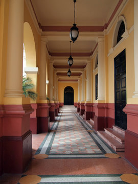 Entrance of the national theater in the Casco Viejo of Panama City, Panama, Central America