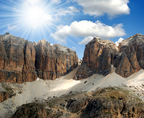 Dolomite peaks,Sella,Val di Fassa, Italy Alps