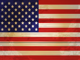 USA flag on wood