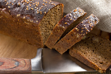 Black bread with sesame seeds