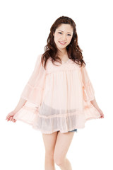 Naklejka premium Beautiful young woman. Portrait of asian.