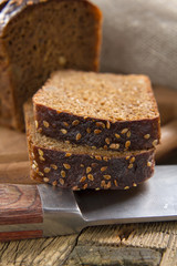 Black bread with sesame seeds