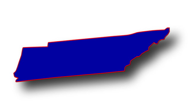 State of Tennessee map reveals from the USA map silhouette 