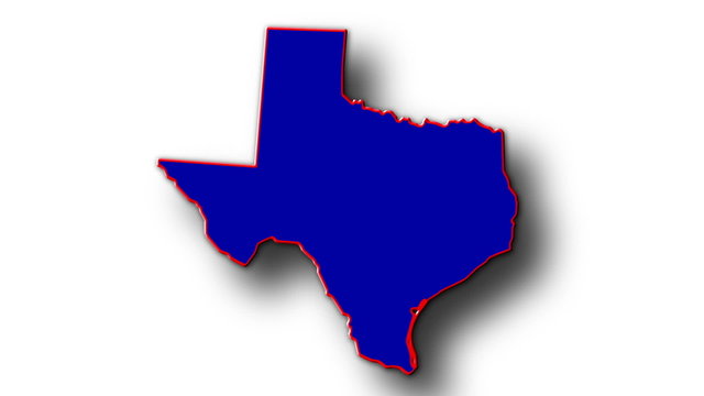 State of Texas map reveals from the USA map silhouette animation