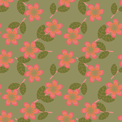 Fototapeta premium Pink seamless flowers pattern