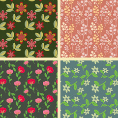 Collection of seamless floral patterns