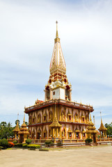 Pagoda in Wat Chalong or Chaitharam Temple, Phuket, Thailand.