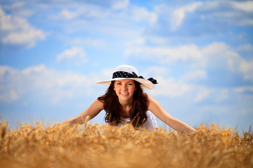 Happy girl in field