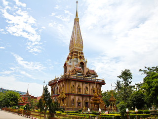 Pagoda in Wat Chalong or Chaitharam Temple, Phuket, Thailand.